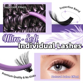 B&Q Cluster Lashes kit 280PCS 70D Volume Lash Extension Kit 10-18mm Ultra-Soft Eyelash Clusters D Curl Easy Application Individual Lashes at Home with Bond and Seal (70D Set-D-10-18)