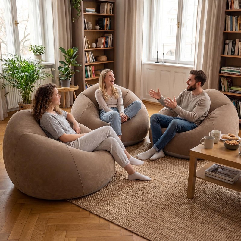 Inflatable Bean Bag Chairs for Adults with Electric Air Pump,