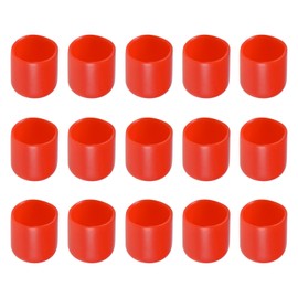 Rebower 25pcs Screw Thread Protector Covers Rubber End Caps Screws Bolts Metal Tube Rod Furniture 17mm Inner Diameter Red