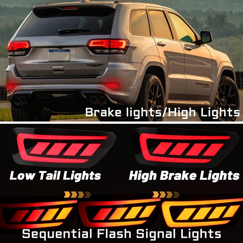 PGTOPONE Red LED Rear Bumper Reflectors Fog Brake Tail Light