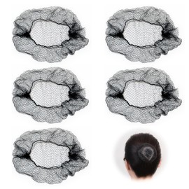 5Pcs Black Hair Nets for Sleeping with Elasticated Edges Invisible Breathable Mesh for Buns for Holding Hair in Place for Girls Women(Black)