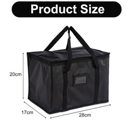 Cooler Bag Box, 10L Food Delivery Bag, Insulated Cooler Bag Box, Large Ice Bag Foldable, Reusable Insulation Shopping Bags, Insulated Picnic Lunch Bag for Camping BBQ Shopping(Black, 28x17x20cm)