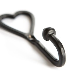 Hammer and Tongs Black 40mm x 100mm Single Heart Hook - Cast Iron Vintage Antique Wall Mounted Hanger