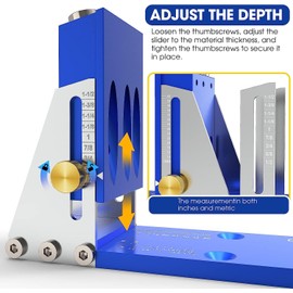 TRAVEANT Pocket Hole Jig Tool Kit, Pocket Hole Drill Guide Jig Set for 15° Angled Holes, All-Metal Pocket Screw Jig, Adjustable & Easy to Use Complete Kit of Drill Guide (Blue)