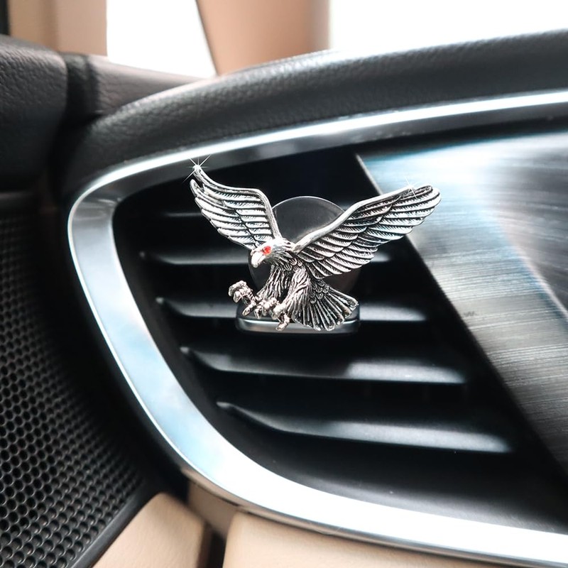 ORIESSE Vintage Eagle Car Air Freshener Vent Clips,2pcs Alloy Silver