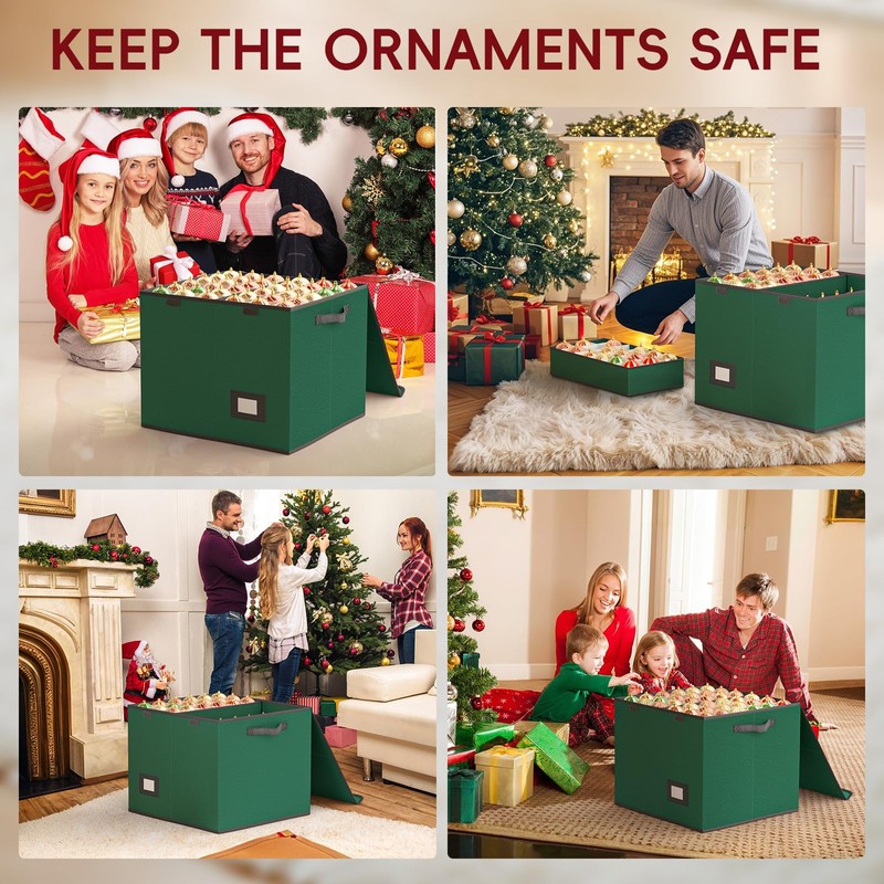 Venkuber 144 Cout-3" inch Ornament Storage Box, Large Christmas Holiday