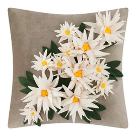 ELSKERJW 3D Decorative Flower Pillow Cover 18 x 18Inch Pillow Cases with Invisible Zipper Square Pillowcase Accent Cushion Case Handmade Toss Pillow Cover for Sofa Bedroom Car Gray