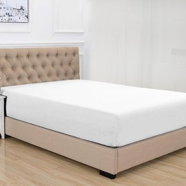 Purity Home 100% Cotton White 1 Piece Fitted Sheet Double Bed, Percale Weave Organic & Eco-Friendly Bottom Sheet, Breathable & Lightweight 135 x 190 + 40cm Deep Pocket Double Bed Sheets Fitted