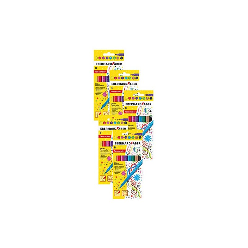Eberhard Faber 551008 - Fibre-Tip Pens in Cardboard Case, 5