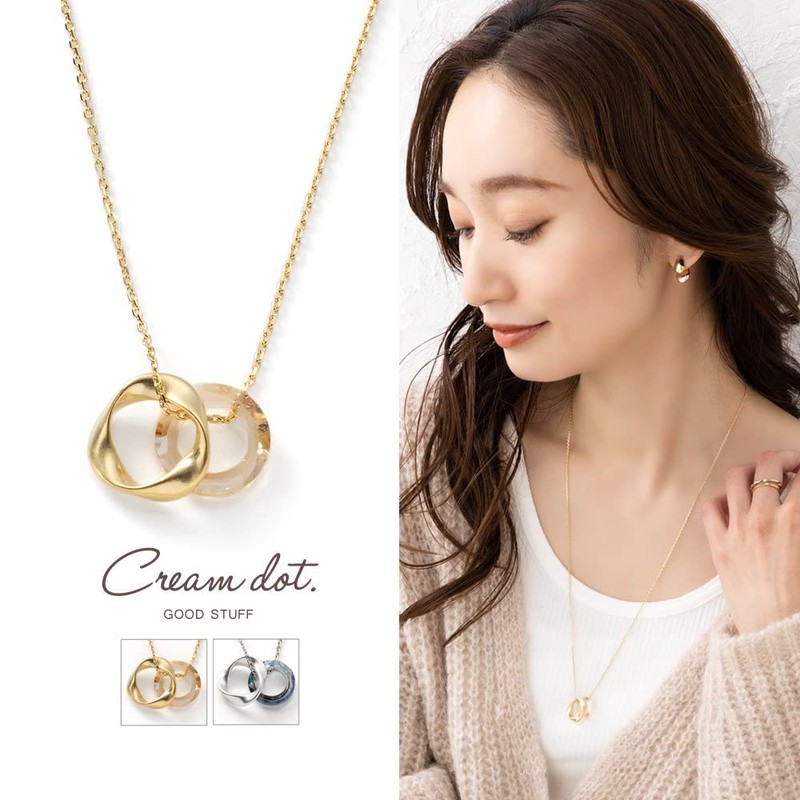 Cream Dot Necklace, Women's Popular, Long Chain, Circle, Metal, Semi-Matte,