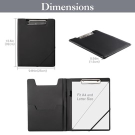 ProCase Clipboard Folder Portfolio, Leather Business Padfolio Organizer Letter Size Professional Folder Binder for Interview Meeting Resume Office Conference School -Black