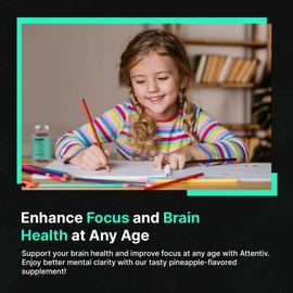 Attentiv Vitamin C Gummies for Focus – Supplement for Kids 3+ | Supports Focus, Brain Function & Gut Health with Probiotics | Vegan Raspberry Flavor, Cute Teddy Shaped Gummies, Calm Gummies (60 Count)