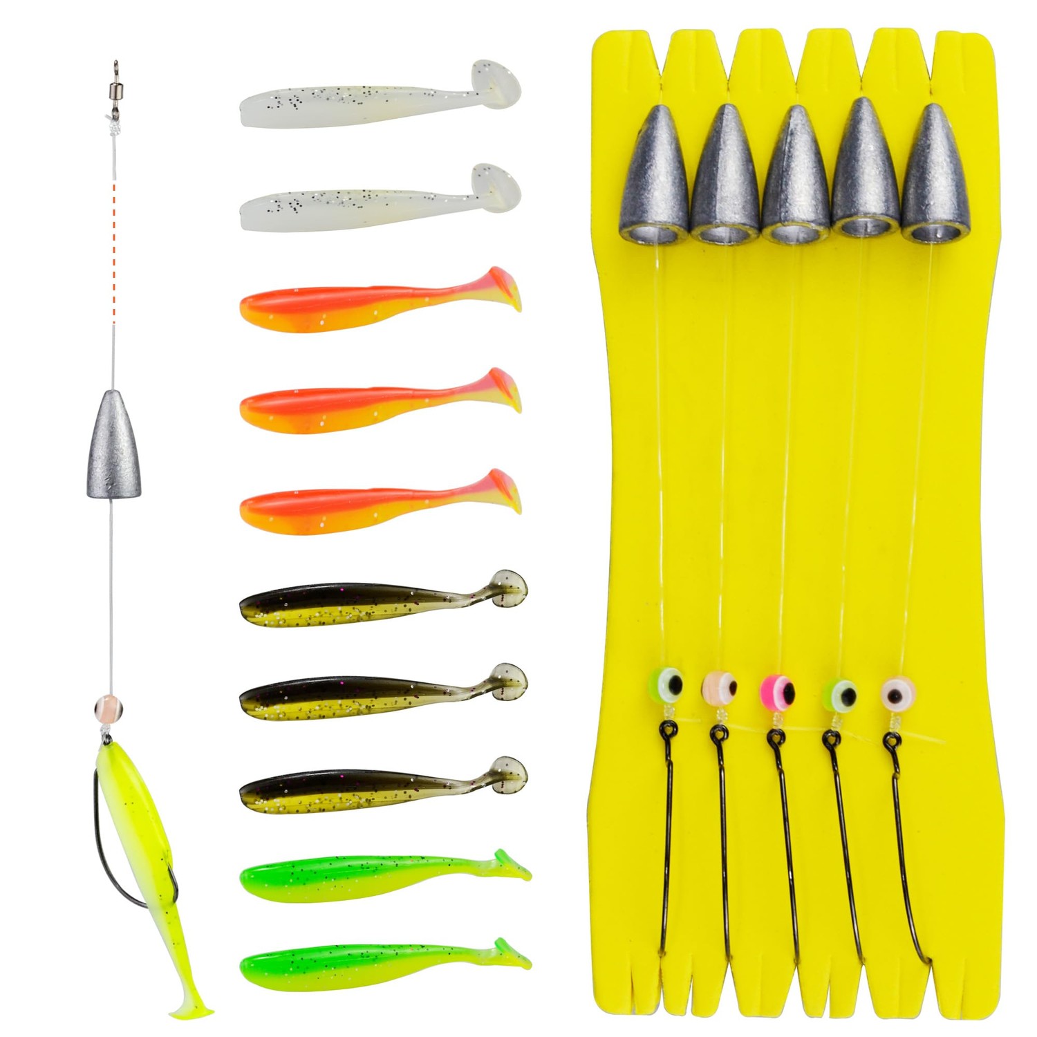 Texas Rig for Bass Fishing,5pieces in 1 Packs Complete Texas Carolina ...