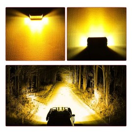 Niking Auto Amber 5 Inch LED Light Bar Side Shooter Pods Light Yellow Fog Lights Quad Row 264W Spot Flood Combo Beam LED Cubes Work Light for Trucks Wrangler Offroad ATV UTV SUV Boat Marine