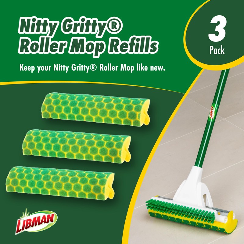 Libman Nitty Gritty Roller Mop Refills | Scrub Mop |
