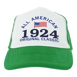ThisWear 100th Birthday Gifts All American 1924 Original Classic Hat Turning 100 Birthday Party Trucker Hat Green
