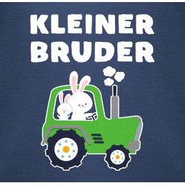 Shirtracer - Sibling brother and sister - little brother tractor rabbit - baby bodysuit short sleeve for boys and girls, 1 Navy Blue, 3-6 Monate