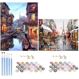 TARATH Pack of 2 Paint by Numbers for Adults Beginners Children, DIY Hand Painted Oil Painting on Canvas for Birthday Christmas Gift, Without Frame, 40 x 50 cm