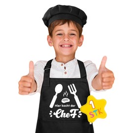 NOCHME Kids Apron with Pocket, Adjustable Buckle Collar, Kids Apron Set for Toddlers Girls Boys Teens Age 3 2 4 10 12 15 Years (CHEF)