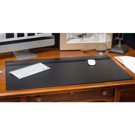Dacasso Black Leather 34" X 20" Top-Rail Desk Pad