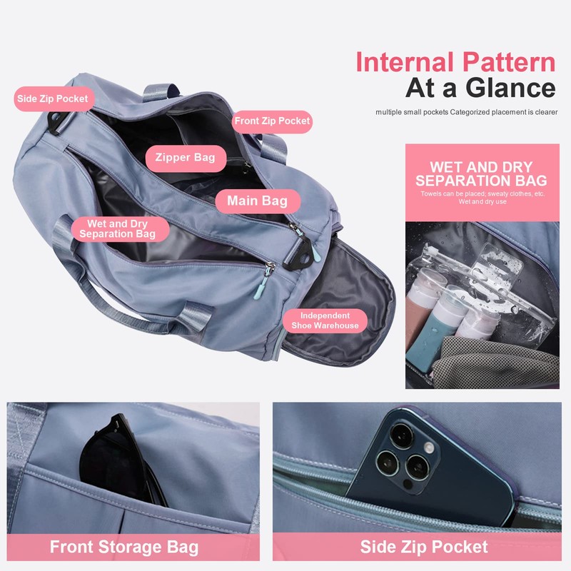 Travel Duffed Tote Bag, Waterproof Fold-able and Expandable Weekender Bag