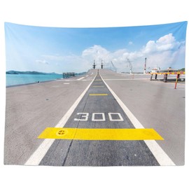Loccor Aircraft Carrier Tapestry Military Battleship Deck Jet Fighter Runway Wall Hanging Navy Birthday Party Decorations Home Wall Decor 60L'' x 40W''