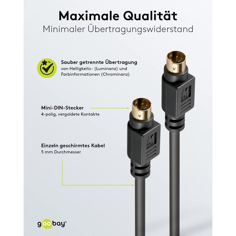 Wentronic 50059-GB 5m 4 Pin Mini Din Plug to 4