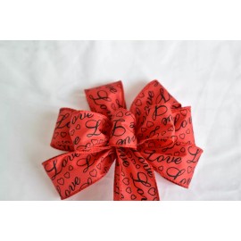 Dogwood Farm Market Small 5-6" Hand Made Red & Black Love Wreath Bow - Valentine's Day Anniversary