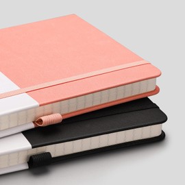 RETTACY A5 Dotted Notebook Pack of 2 - Bullet Dot Grid Journal with 320 Numbered Pages Hard Cover 120gsm Thick Paper, 8 Perforated Sheets, Inner Pocket - Black Pink