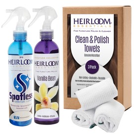 Heirloom Essentials Two-Step Furniture Cleaner And Polish Combo with Towels (Vanilla Bean)