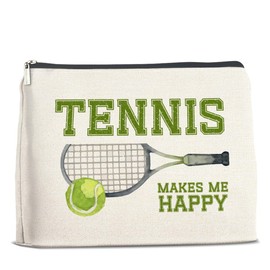 UPNEGE Makeup Bag Tennis Gifts for Women, Tennis Lover Gifts Tennis Player Gifts Tennis Makes Me Happy Cosmetic Bag Zipper Makeup Pouch