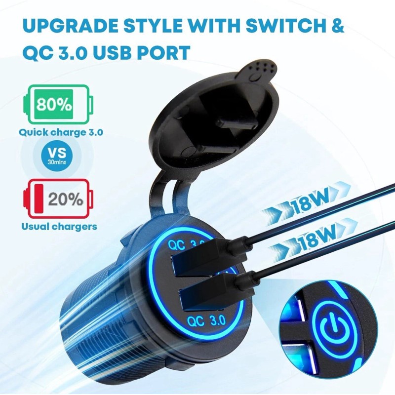 Universal 6 Gang Marine Boat Rocker Switch Panel Waterproof +