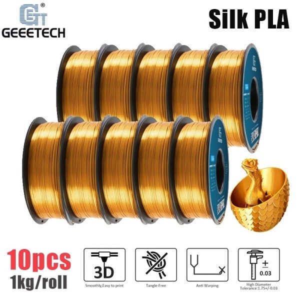 Geeetech 10KG Silky PLA Gold GEEETECH 3D Printing Filament 1KG/Roll
