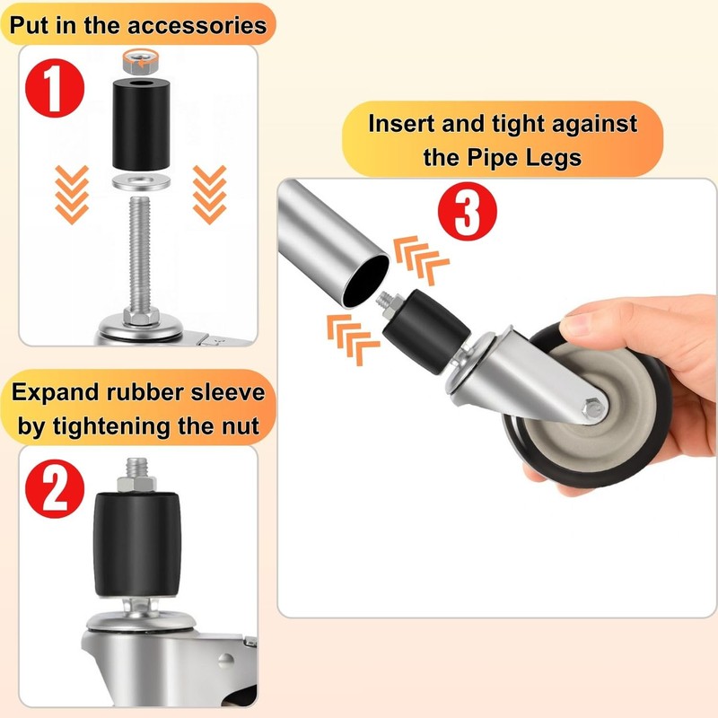 4 inch Prep Table Casters Set of 4 for Commercial