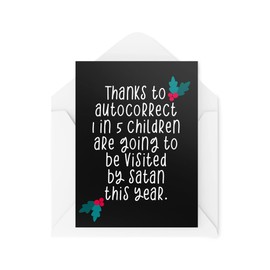 Funny Novelty Christmas Cards | Thanks To Autocorrect - Satan Santa | Christmas Present Xmas Celebration | Banter Funny | CBH1358
