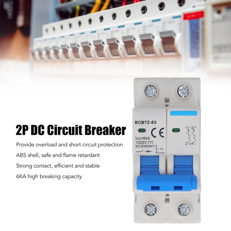 DC1000V Miniature Circuit Breaker 2P Air Switch 6KA Photovoltaic Overload