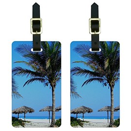 Graphics & More Tropical Beach Resort-Palm Tree Sand Luggage Tags Suitcase Id, White