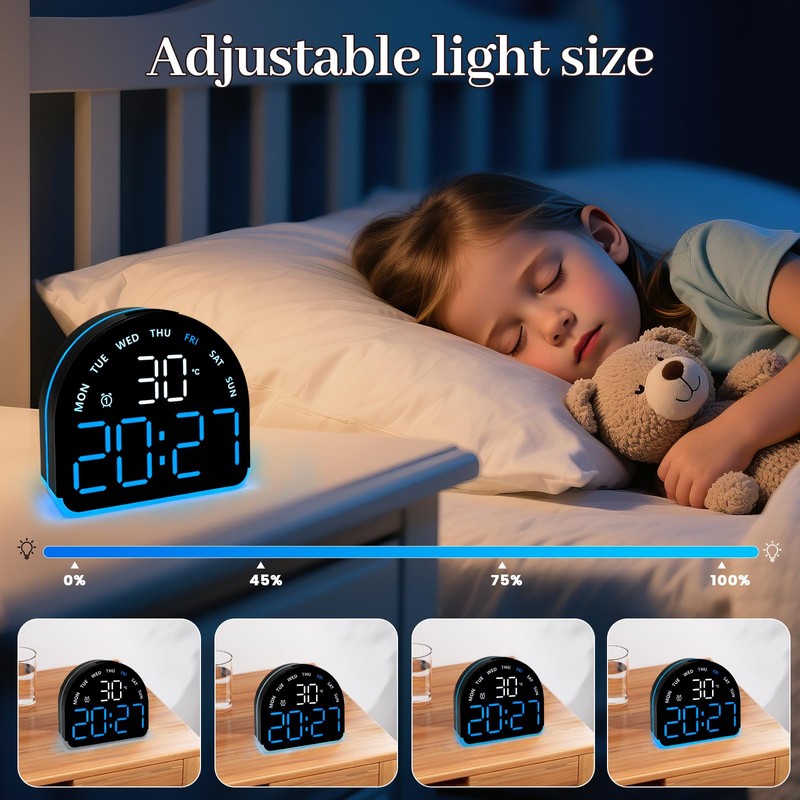 Digital Alarm Clock, Small Semicircle Shaped Led Alarm Clock, Night