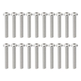 PATIKIL #10-32 * 1-1/4" Button Head Socket Cap Screws, 20 Pcs 304 Stainless Steel 18-8 Socket Cap Screw Bolts Allen Hex Drive Full Thread Fine Thread UNF