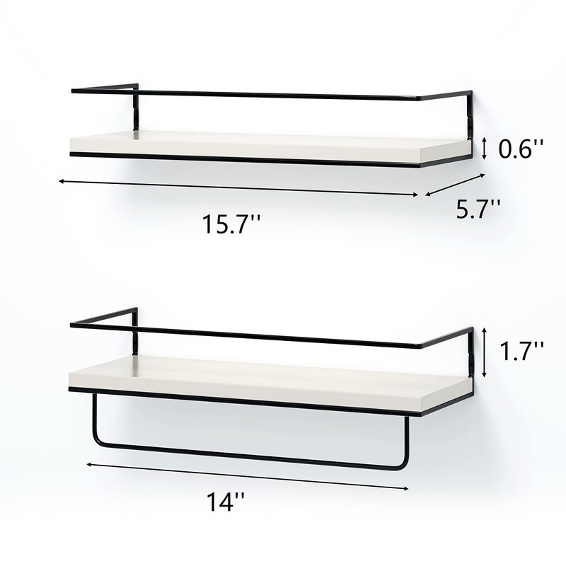 Shario White Floating Shelves - Set of 2, Wall Mounted