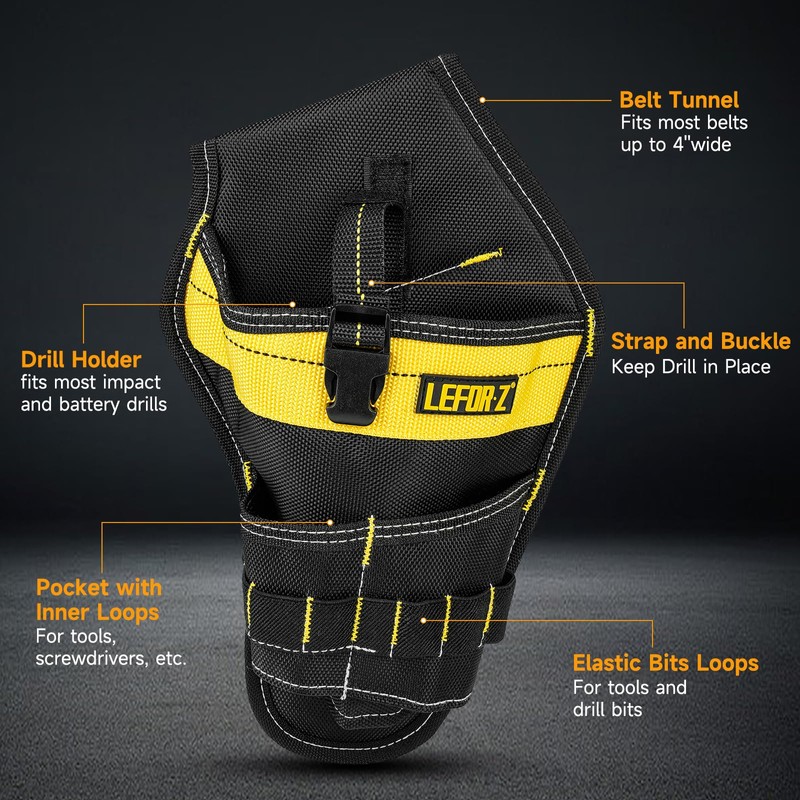 Drill Holster,Heavy-Duty Impact Holster for Tool Belt,Drill Holder,Drill Pouch Fits