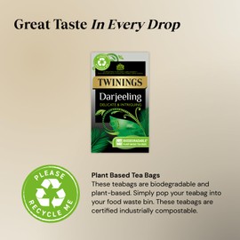 Twinings Darjeeling Tea | Light, Delicate & Intriguing Black Tea | Fragrant & Golden Indian Tea Blend | 40 Biodegradable Tea Bags