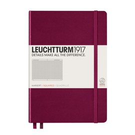 LEUCHTTURM1917 - Medium A5 Squared Hardcover Notebook (Port Red) - 251 Numbered Pages