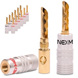 NEXMEX Hollow Banana Plugs 4 mm - Pack of 14 Plugs as a Set - Hollow Connectors 24K Gold-Plated Hollow Bananas for Speaker Cable - HiFi Speaker Connection