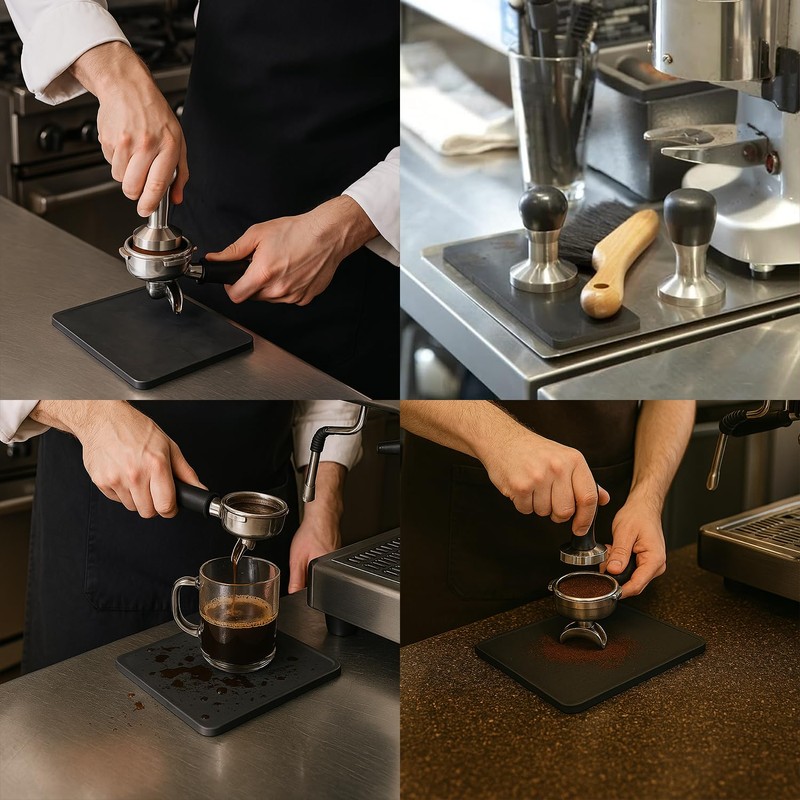 Rattleware Premium Tamping Mat - Non-Slip Espresso Packing Surface, Heatproof,