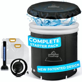 XL Ice Bath Tub | 115 Gal Cold Plunge Tub | Cryotherapy Ice Plunge Starter Pack | Portable Cold Plunge Tub with Cover | Indoor & Outdoor Ice Pod Barrel