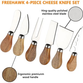 Charcuterie Boards Accessories Stainless Steel Cheese Knife Set of 21 Wooden Handle Cheese Spreader Knives with Mini Serving Tongs Spoons Forks