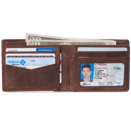 Alpine Swiss Wallet for Men Nolan Commuter Bifold Dual ID Windows for License Work Badge RFID Protection Divided Bill Section Gift Boxed Nubuck Tan