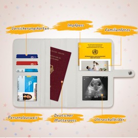 TOGOU2S Maternity Log Cover Made of Faux Leather with 9 Compartments Maternity Log Protective Cover Ultrasound Images Storage of Insurance Cards Mother Child Passport Cover Pregnancy Anno