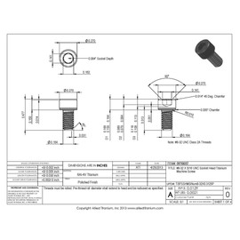 Allied Titanium 0016607, (Pack of 10) #8-32 X 5/16 UNC Socket Head Machine Screw, Grade 5 (Ti-6Al-4V)
